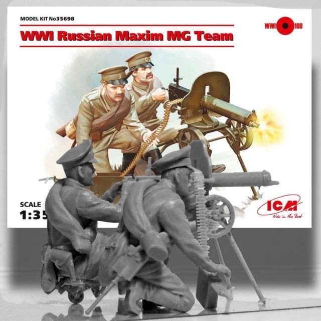 WWI Russian Army Figures Model Building Kit # 35698 2 Figures ICM 1//35 Scale WWI Russian Maxim MG Team