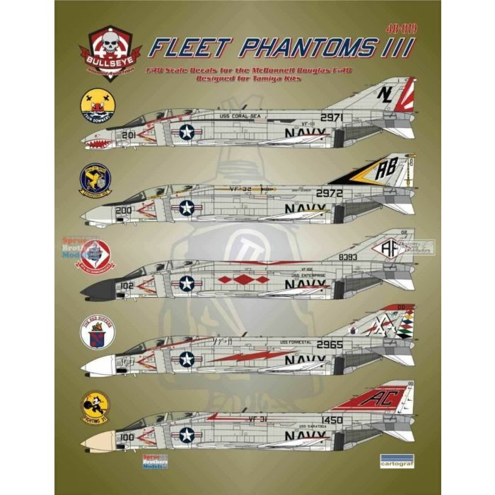 Bullseye Model Aviation 1/48 Decals F-4B Phantom II Fleet Phantoms III - 48019 Bullseye Model Aviation 1/48 Decals F-4B Phantom II Fleet Phantoms III - 48019