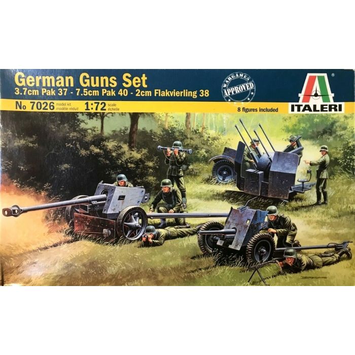 Italeri 1:72 German Gun Set: PAK 37 - PAK 40 - FLAK 38 Plastic Model Kit |  Mark Twain Hobby Center