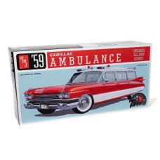 AMT 1:25 1959 Cadillac Ambulance w/Gurney Plastic Model Kit AMT1395 Front Package