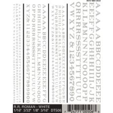Railroad Roman White Letters Dry Transfer Decals