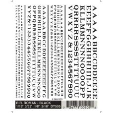 Railroad Roman Black Letters Dry Transfer Decals DT505