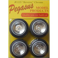 Pegasus Hobby 1/24-1/25 Chrome Rev Rm/Tire Chrome REVERSE Wheels