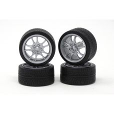 Pegasus 1/24-1/25 Silver M5 Wheels w/Tires (4) 1282