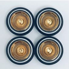Pegasus 1/24/125 Scale Gold D's Rims w/Tires (4) 1310