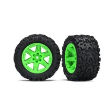 Traxxas Rustler 4x4 Mounted Green Wheels / Talon Extreme Tires