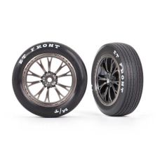 Traxxas Drag Slash Front Mounted Tires & Satin Black Chrome Wheels 9474A