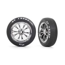 Traxxas Drag Slash Front Mounted Tires & Chrome Wheels 9474R
