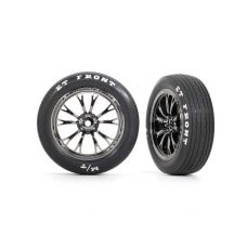 Traxxas Drag Slash Front Mounted Tires & Black Chrome Wheels 9474X