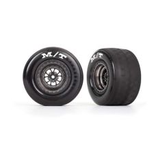 Traxxas Drag Slash Rear Mounted Tires & Satin Black Chrome Wheels 9475A