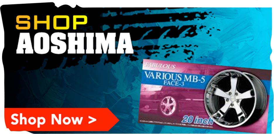 Explore Aoshima's lineup of model vehicle kits, known for their meticulous attention to detail and accuracy in replicating real-life automobiles